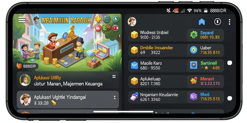 Screenshot utama 888IDR menampilkan antarmuka pengguna yang sederhana.