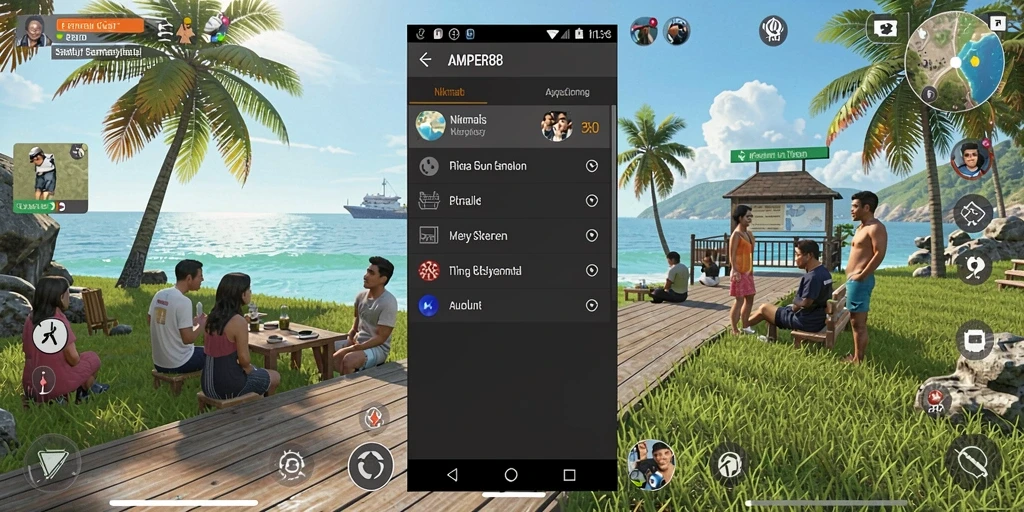 Tampilan gameplay AMPER88 yang ceria dan menyenangkan.