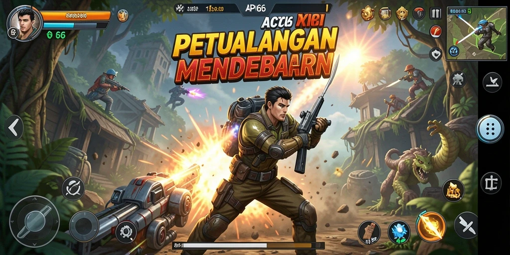 Screenshot menampilkan aksi mendebarkan dalam gameplay API66.