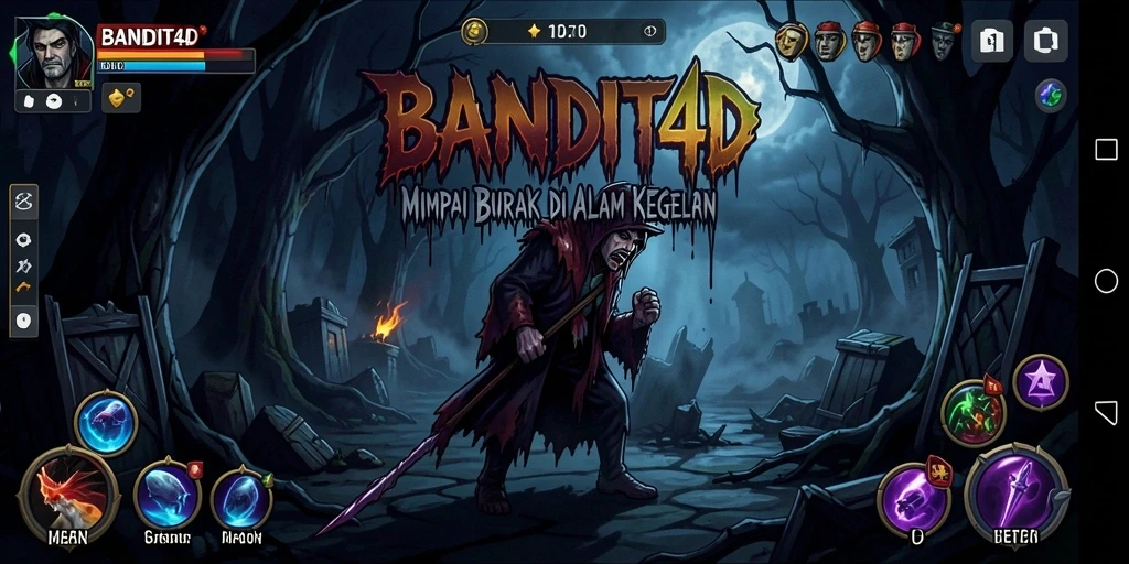 Tampilan gameplay menegangkan dari BANDIT4D saat menjelajahi area gelap.