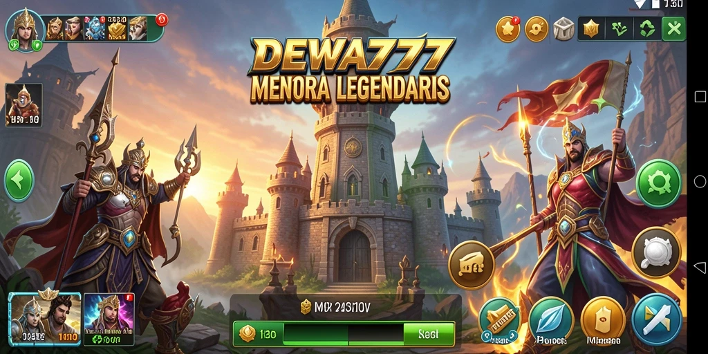 Tampilan gameplay DEWA777 dengan menara dan musuh yang beragam.