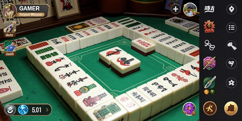 Tampilan gameplay GAMERP dengan grafis Mahjong yang memukau.