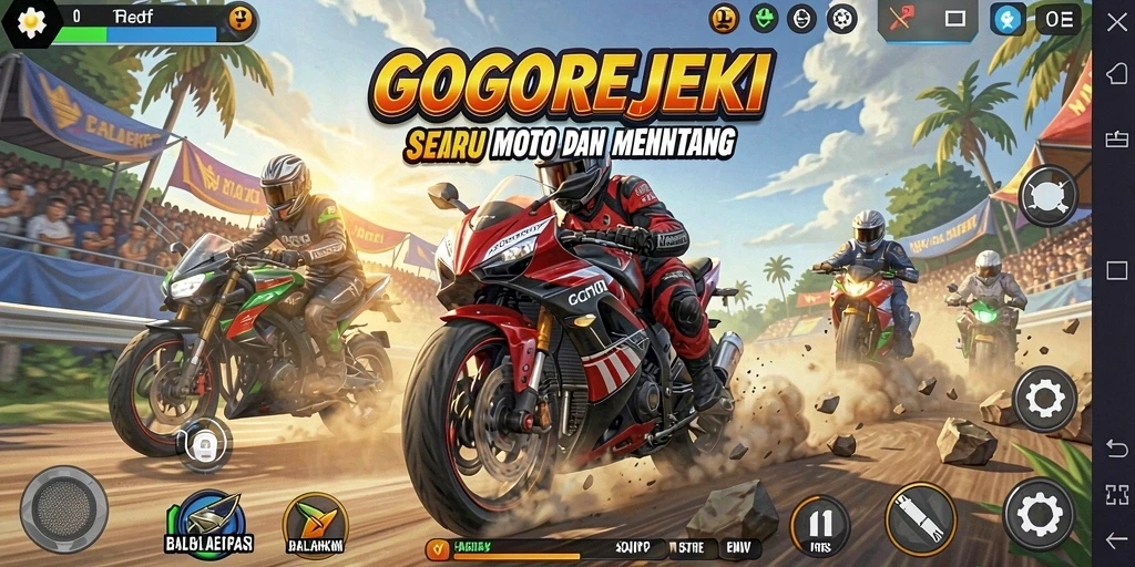Gameplay GOGOREJEKI yang mendebarkan dengan grafis menawan.