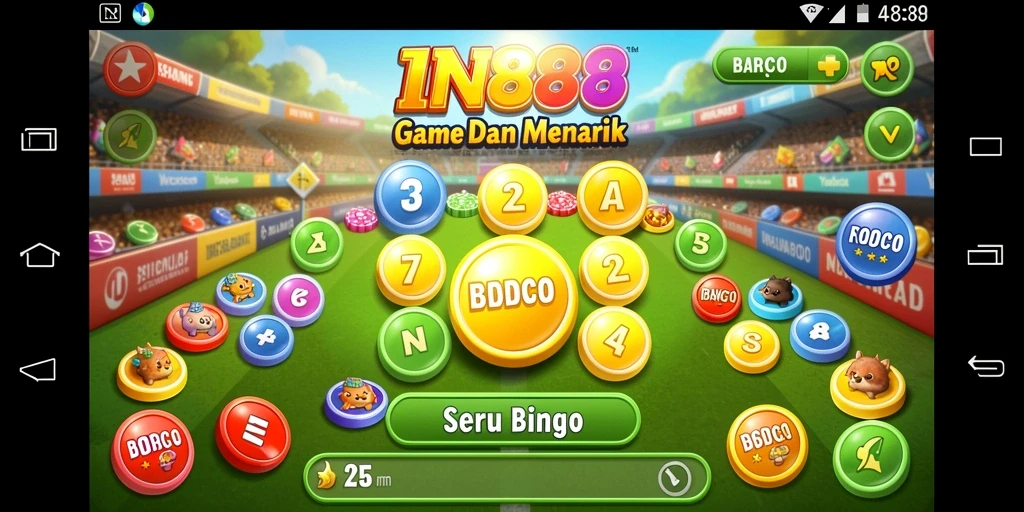 Tampilan gameplay yang menarik dan penuh warna dalam permainan Bingo.