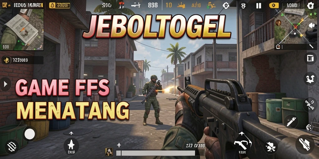 Screenshot gameplay JEBOLTOGEL menampilkan pertarungan FPS yang mendebarkan.