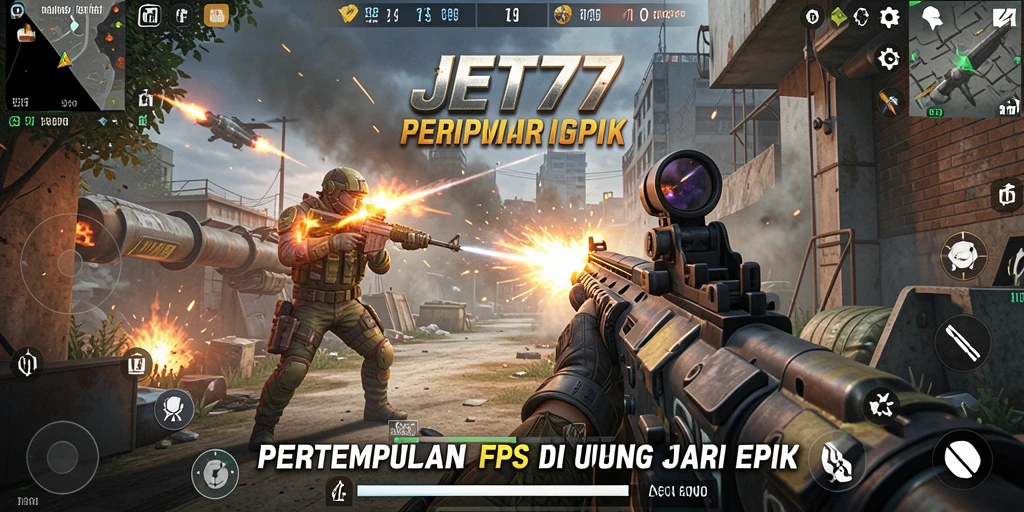 Tampilan gameplay seru dan penuh aksi dalam JET77.
