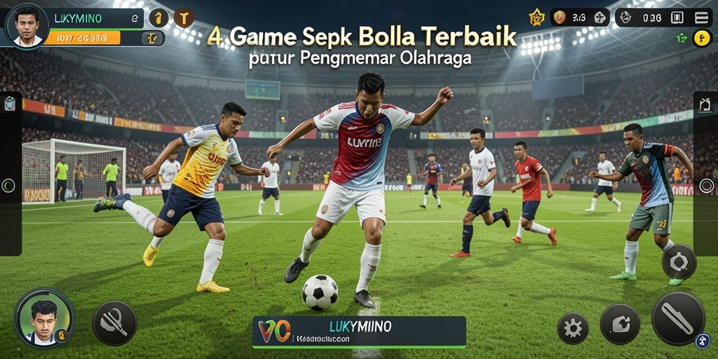 Tangkapan layar LUKYMINO menampilkan aksi sepak bola yang seru dan mendebarkan.
