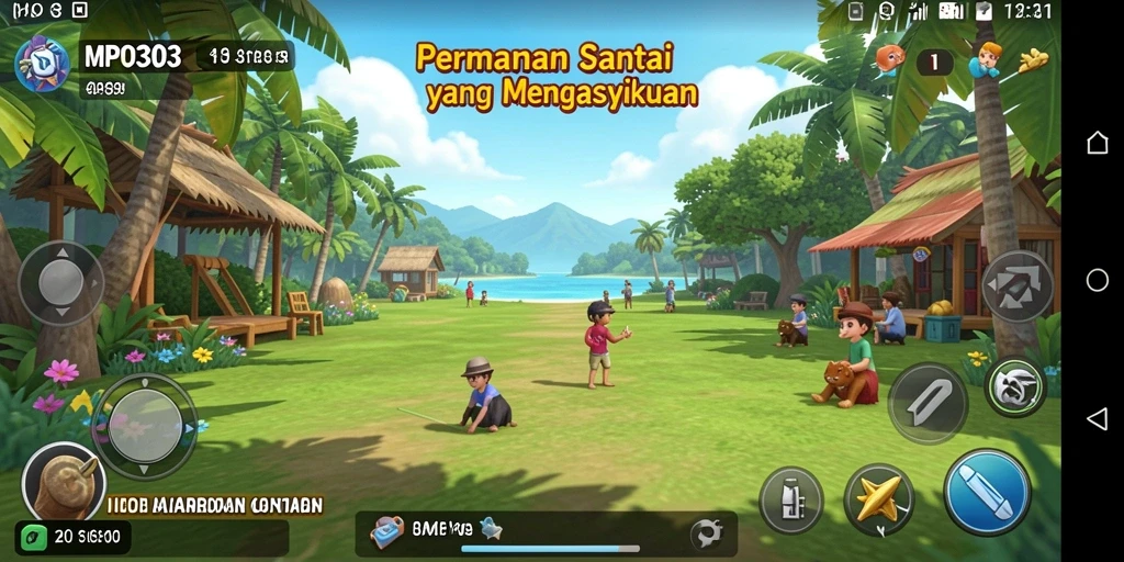 Tampilan gameplay MPO303 dengan karakter lucu dan tantangan seru.