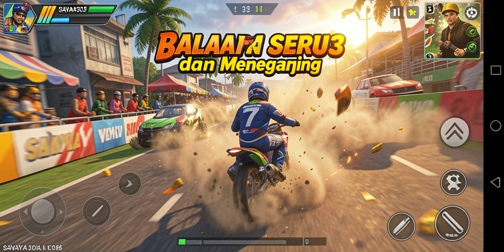 Screenshot utama SAVAYA303 menampilkan aksi balapan yang mendebarkan.