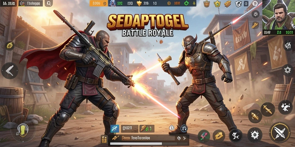 Tampilan gameplay SEDAPTOGEL yang penuh aksi Battle Royale.