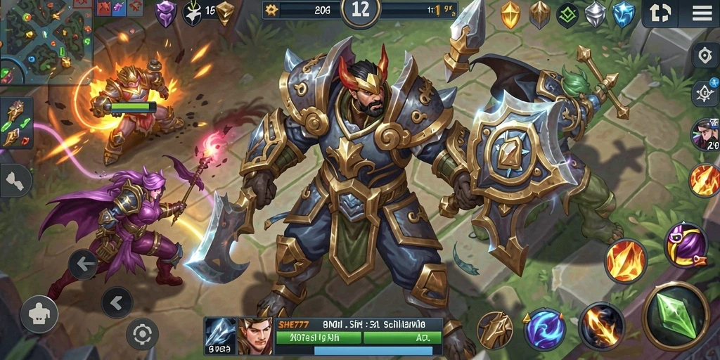 Screenshot gameplay menunjukkan aksi pertempuran seru di SHE777.