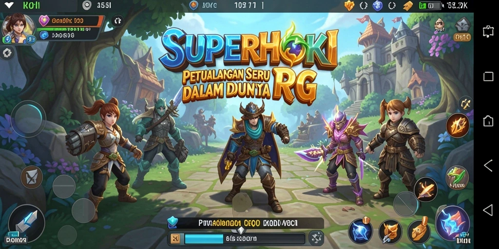 Screenshot SUPERHOKI menampilkan pertarungan epik dalam dunia RPG.