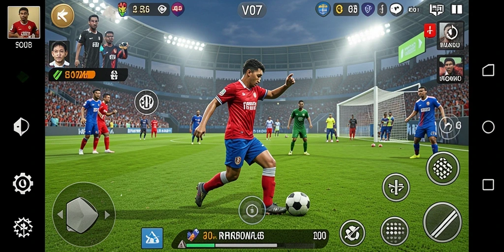 Tampilan gameplay yang mendebarkan dari V07 dengan aksi olahraga seru.