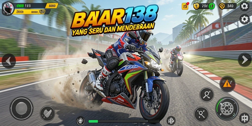 Tampilan gameplay seru dalam balapan motor WAR138.