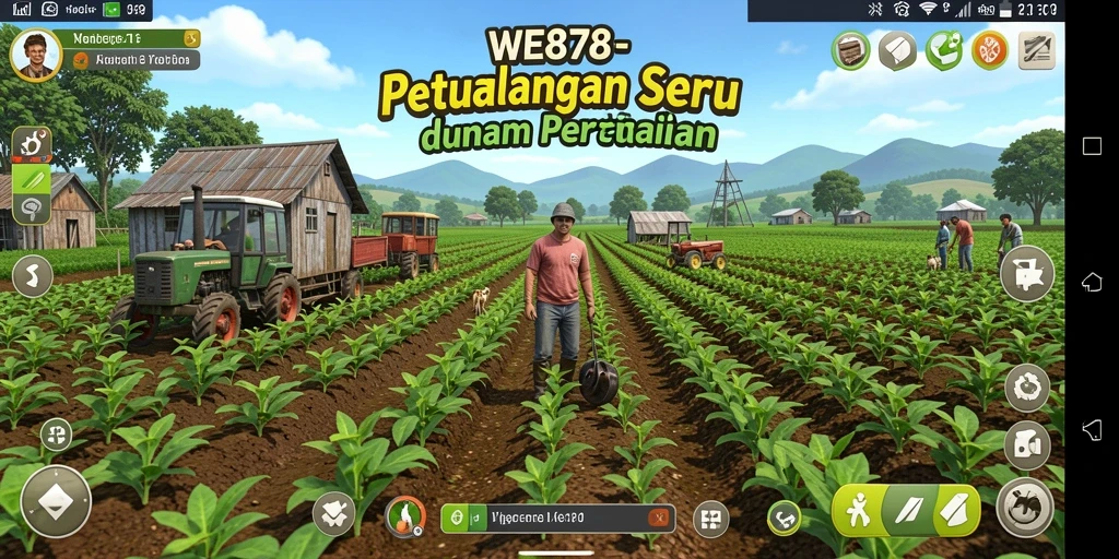 Tampilan gameplay <strong>WE878</strong> yang menampilkan aktivitas pertanian yang seru dan interaktif.