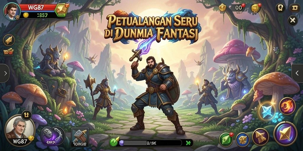 Screenshot gameplay WG87 menampilkan petualangan menakjubkan di dunia fantastis.