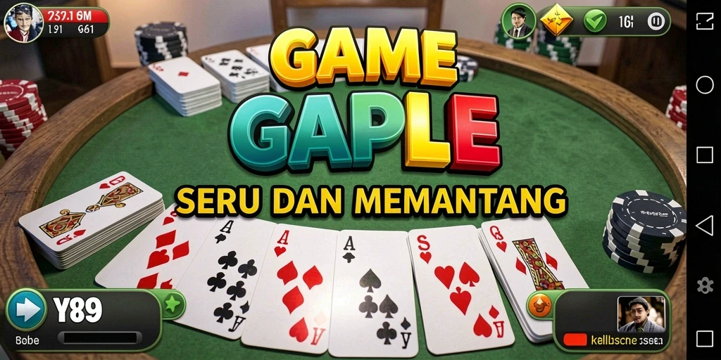 Screenshot gameplay Y89 dengan teman-teman bermain Gaple.